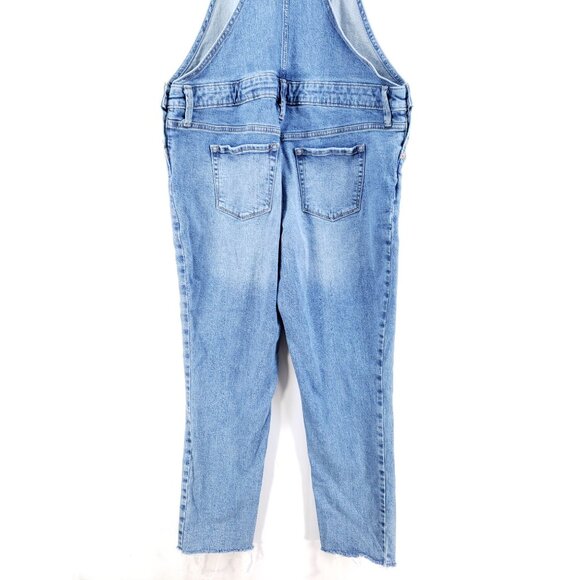 Isabel Maternity Denim Overalls Size 4 Cotton Blend Blue Raw Hem - Picture 3 of 9